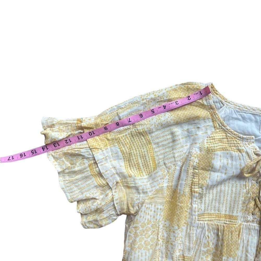 Caslon Womens Yellow White Patchwork Print Ruffle Minidress size X-Large - Picture 10 of 12